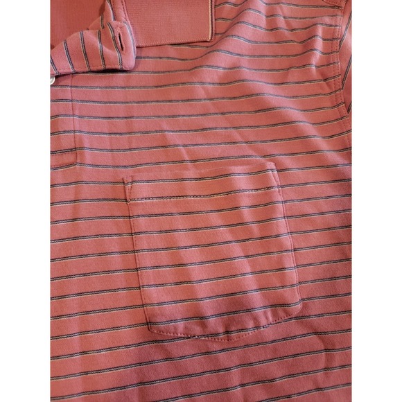 RoundTree & Yorke mens short sleeve pink striped 2 button polo size medium - Picture 6 of 6